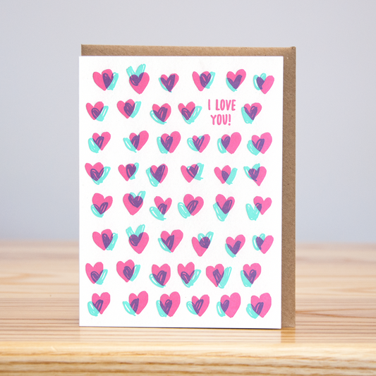 Hearts Pattern I Love You Greeting Card