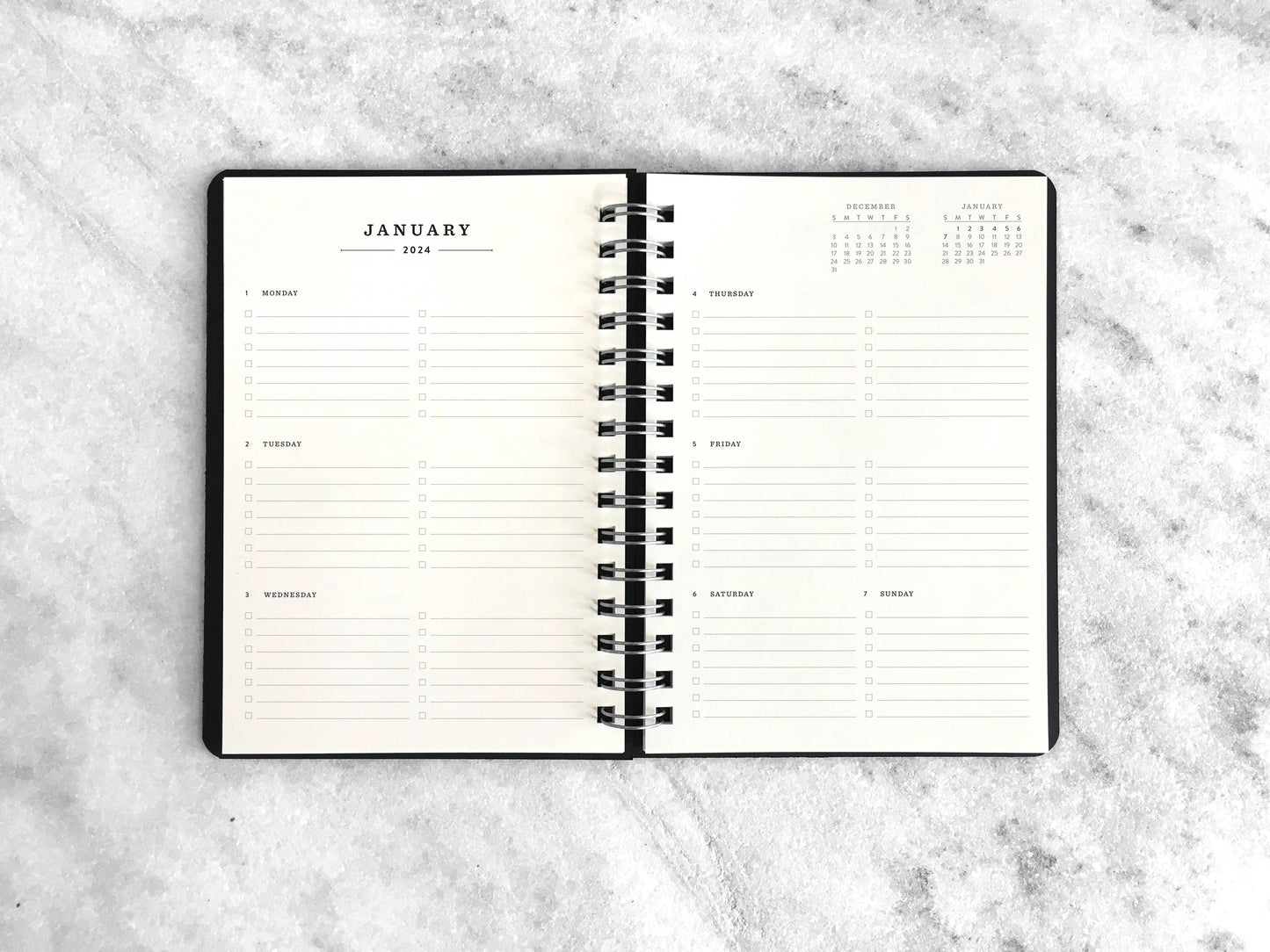 2024 planner | 12-months| "2024", black cover