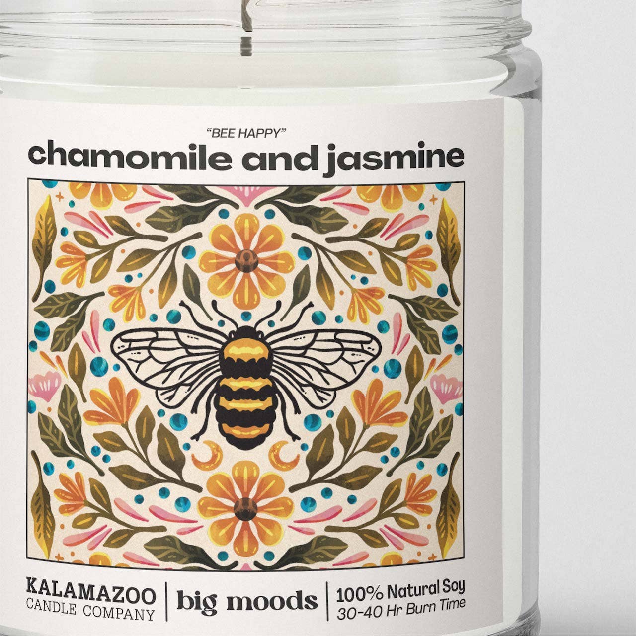 "Bee Happy" Chamomile and Jasmine -  Luxury Soy Candle