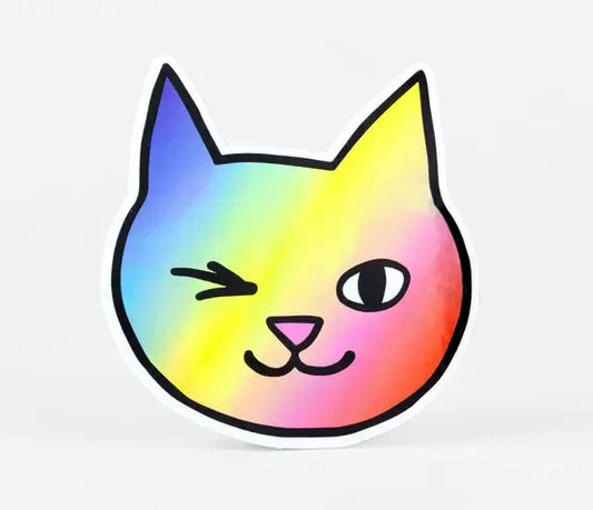 Rainbow Winky Cat Sticker