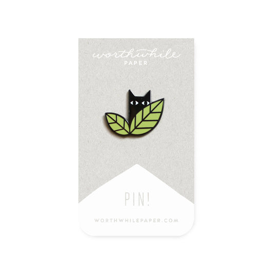 Cat In Leaves Pin