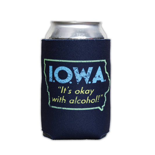 I.O.W.A It's Okay With Alcohol Iowa Waves Can Cooler