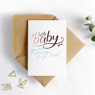 Hello Baby You Are So So Loved Blue Hot Foil Card